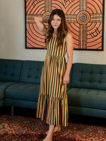 Navy and Chartreuse Stripe Opal Dress by Mata Traders