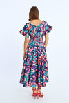 Abstract Print Ruffle Sleeve Midi Dress by Lili Sidonio