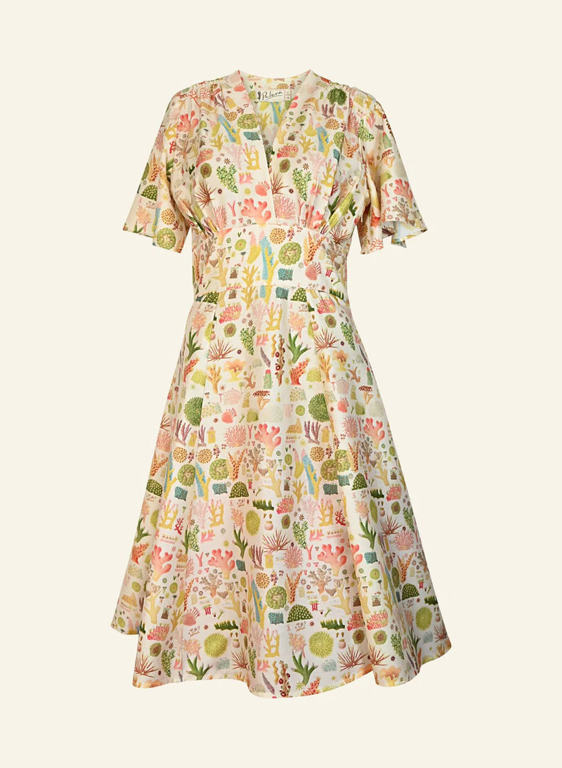 Cream Coral Reef Rita Dress by Palava X Natural History Museum