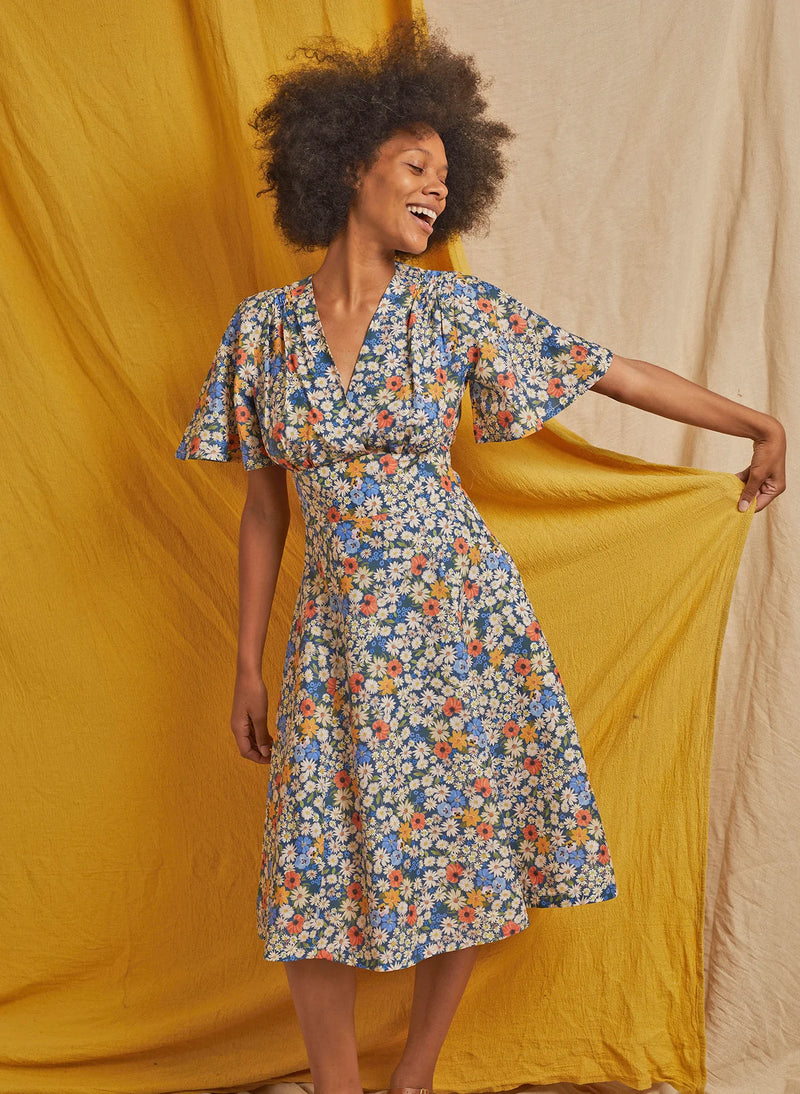 Rita Dress - Blue Ditsy Daisy
