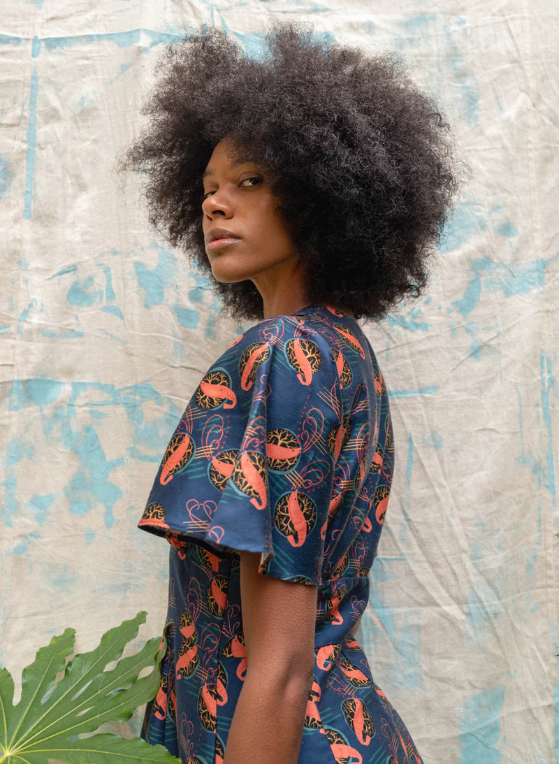 Navy Prawn Cocktail Rita Dress by Palava