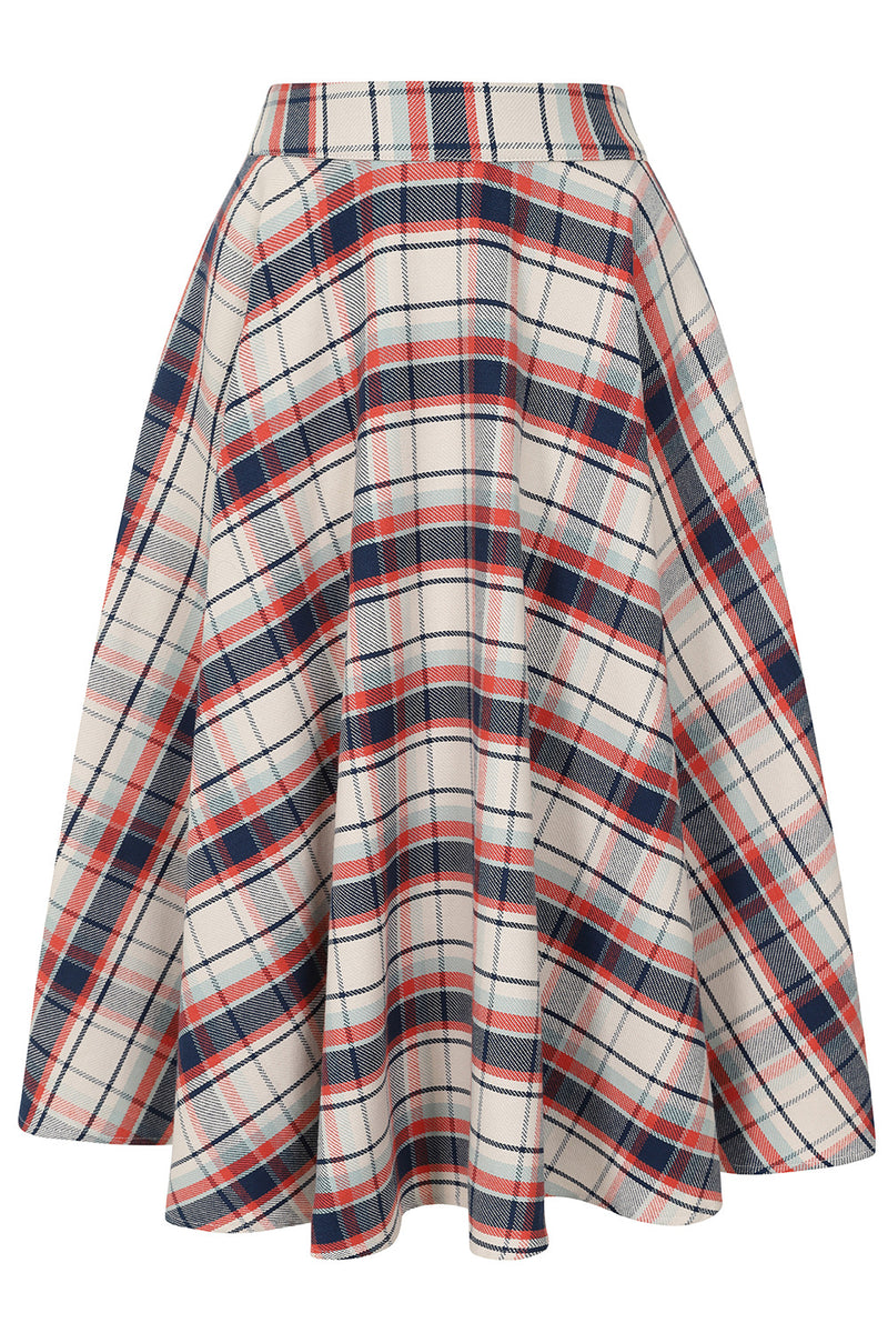 Navy Spring Plaid Cary Circle Skirt by Banned