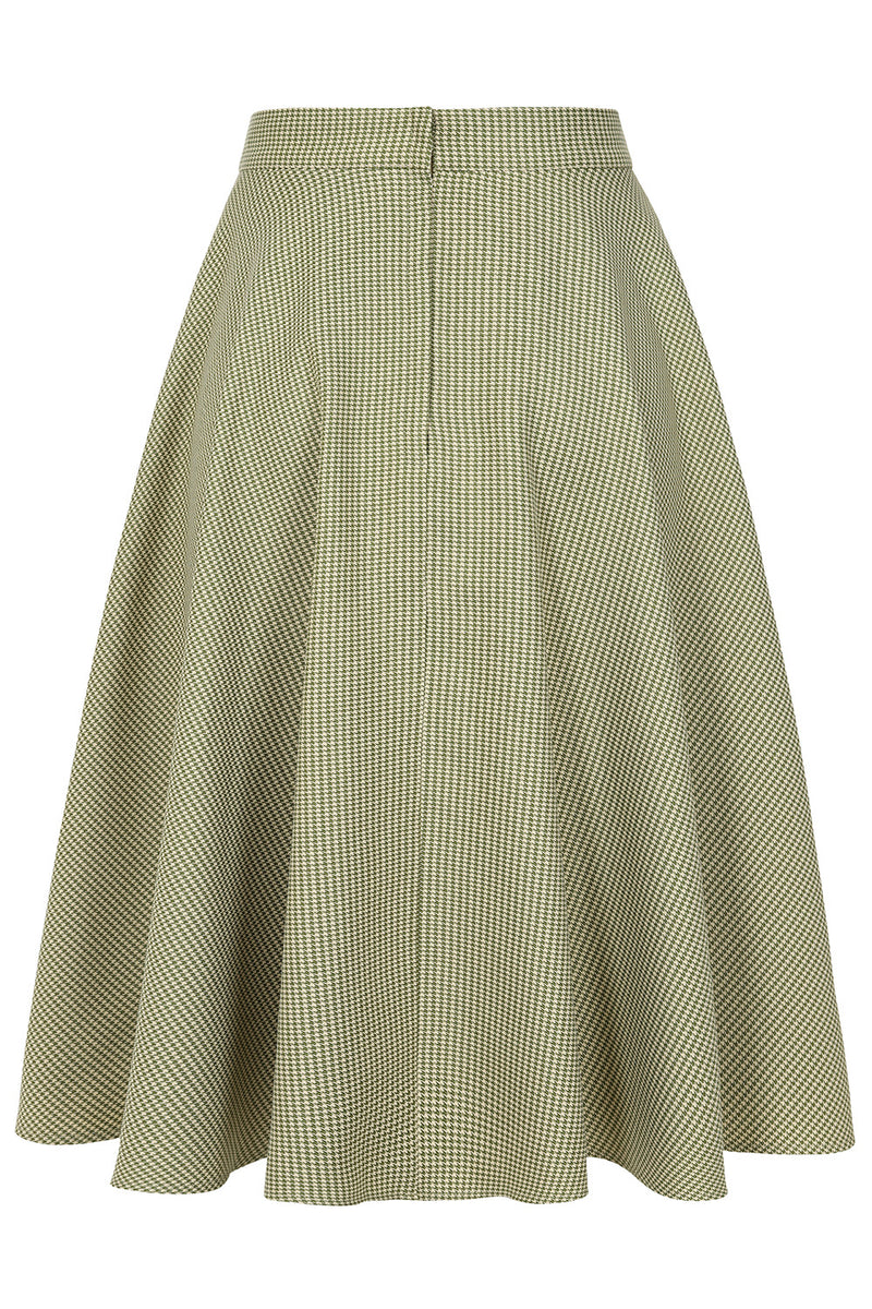 Olive Houndstooth Didi Circle Skirt by Banned