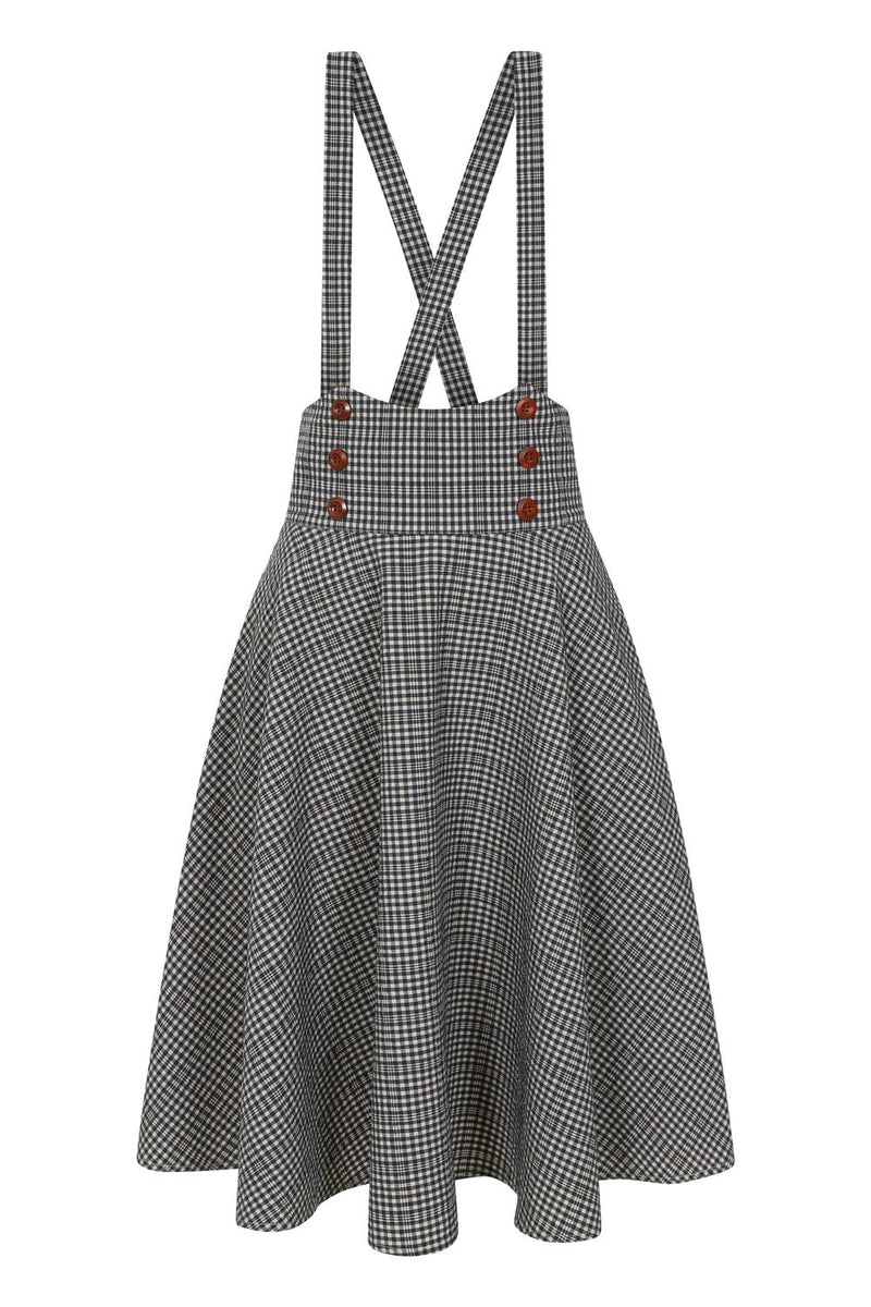 Pinafore Circle Skirt in Navy Plaid by Banned