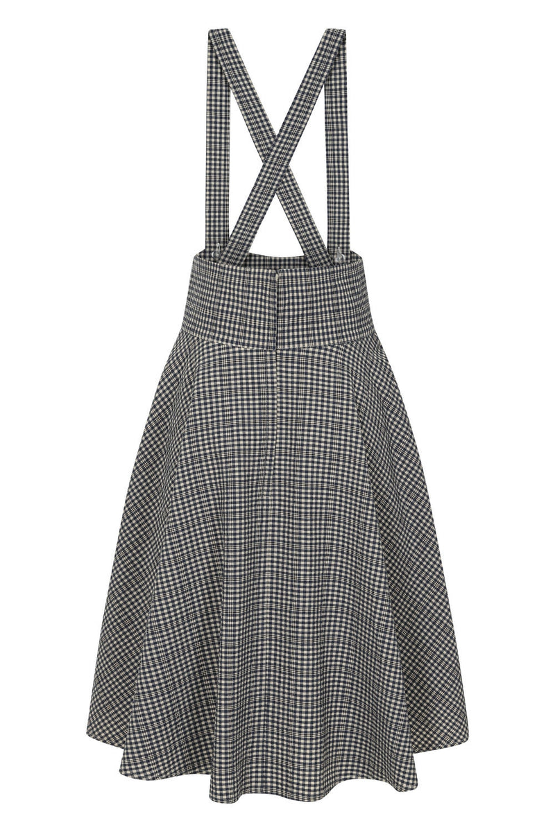 Pinafore Circle Skirt in Navy Plaid by Banned