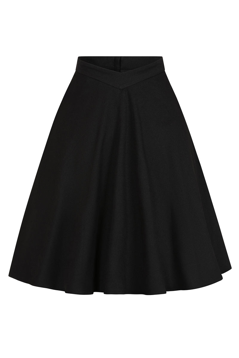 Baxter High Waisted Full Skirt in Black by Banned