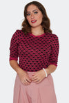 Heart Pullover Sweater in Raspberry Red by Voodoo Vixen