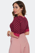 Heart Pullover Sweater in Raspberry Red by Voodoo Vixen