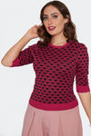 Heart Pullover Sweater in Raspberry Red by Voodoo Vixen