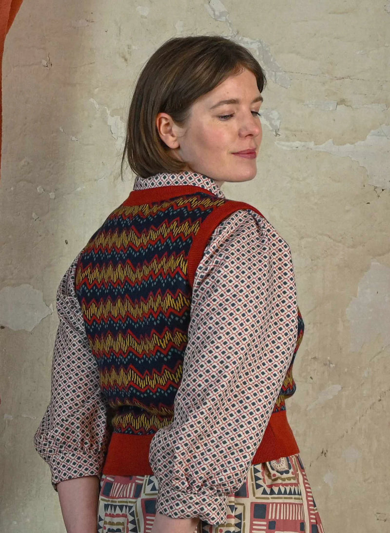 Rust Electric Jacquard Shirley Sweater Vest by Palava