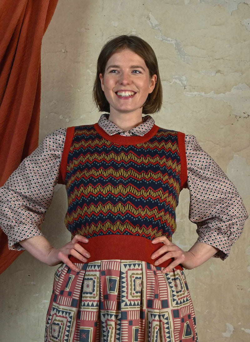Rust Electric Jacquard Shirley Sweater Vest by Palava