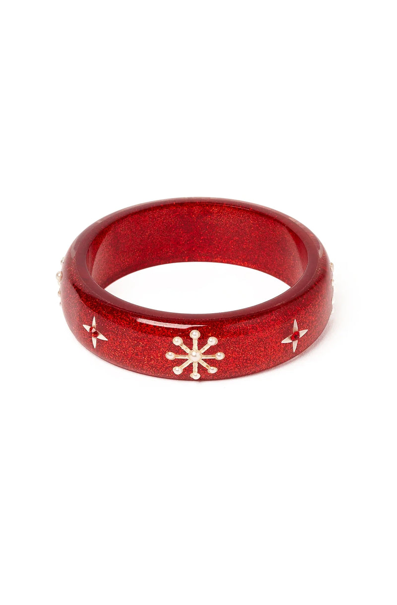 Red Glitter Midi Bangle Bracelet by Splendette in Multiple Sizes