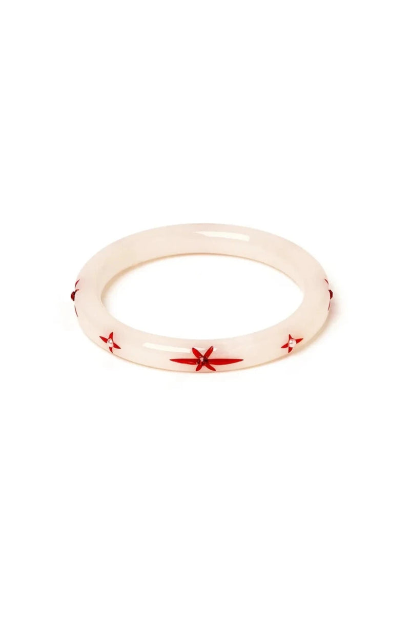 White Snowflake Narrow Bangle Bracelet by Splendette