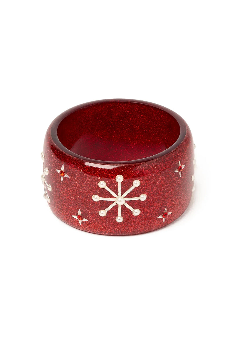 Wide Red Glitter Bangle Bracelet by Splendette in Multiple Sizes