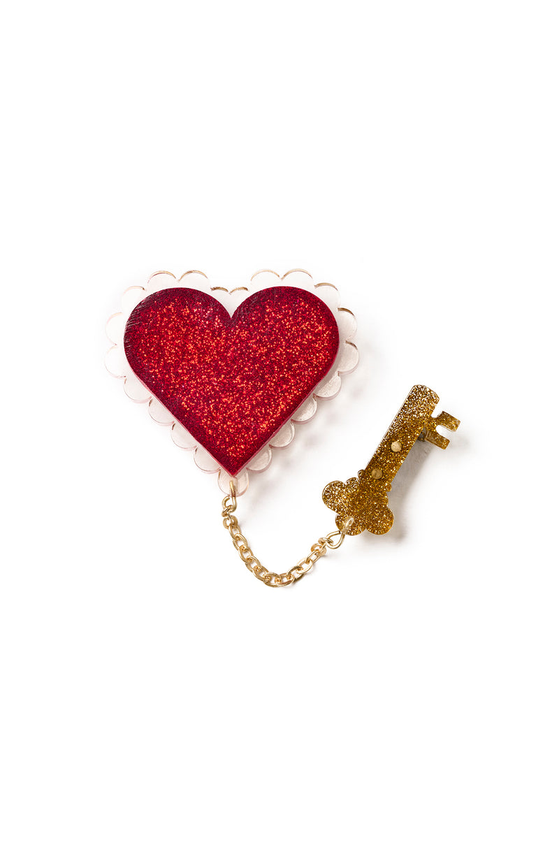 Clear Key to My Heart Brooch by Splendette