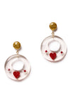 Clear Key to My Heart Drop Hoop Earrings by Splendette