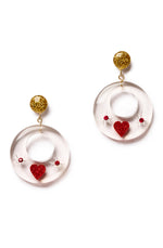 Clear Key to My Heart Drop Hoop Earrings by Splendette