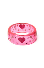 Pink Key to My Heart Wide Bangle Bracelet by Splendette