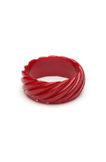 Red Heavy Carve Wide Bangle by Splendette