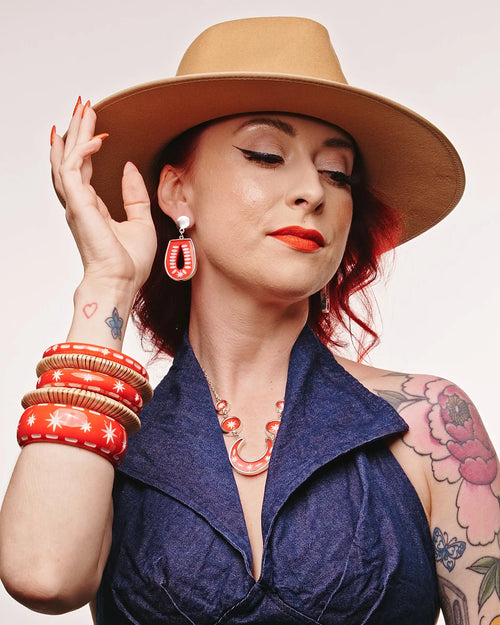 Necktie Red Earrings by Splendette