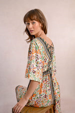 Floral Silky Caftan Dress by Molly Bracken