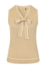 Tan Anchor Pointelle Knit Sleeveless Tina Sweater by Banned