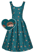 Hedgehog Amanda Dress in Teal by Dolly & Dotty