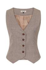 Hallie Brown Houndstooth Fitted Vest by Banned