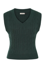 Dark Green Cable Knit Sweater Vest by Banned