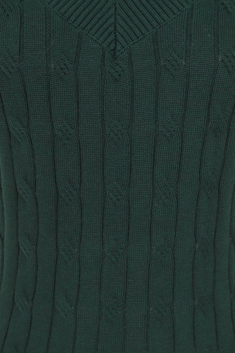 Dark Green Cable Knit Sweater Vest by Banned