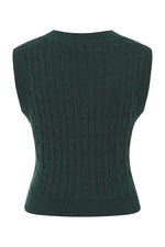 Dark Green Cable Knit Sweater Vest by Banned