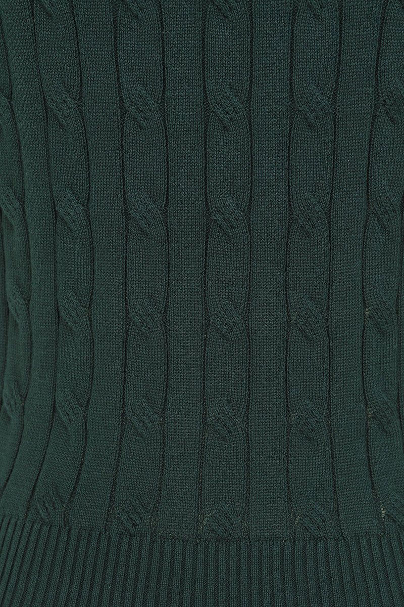 Dark Green Cable Knit Sweater Vest by Banned