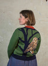 Green Owl Embroidered and Jacquard Vera Cardigan by Palava