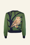 Green Owl Embroidered and Jacquard Vera Cardigan by Palava