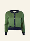 Green Owl Embroidered and Jacquard Vera Cardigan by Palava