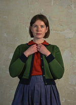 Green Owl Embroidered and Jacquard Vera Cardigan by Palava