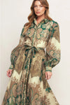 Green and Gold Paisley Maxi Dress