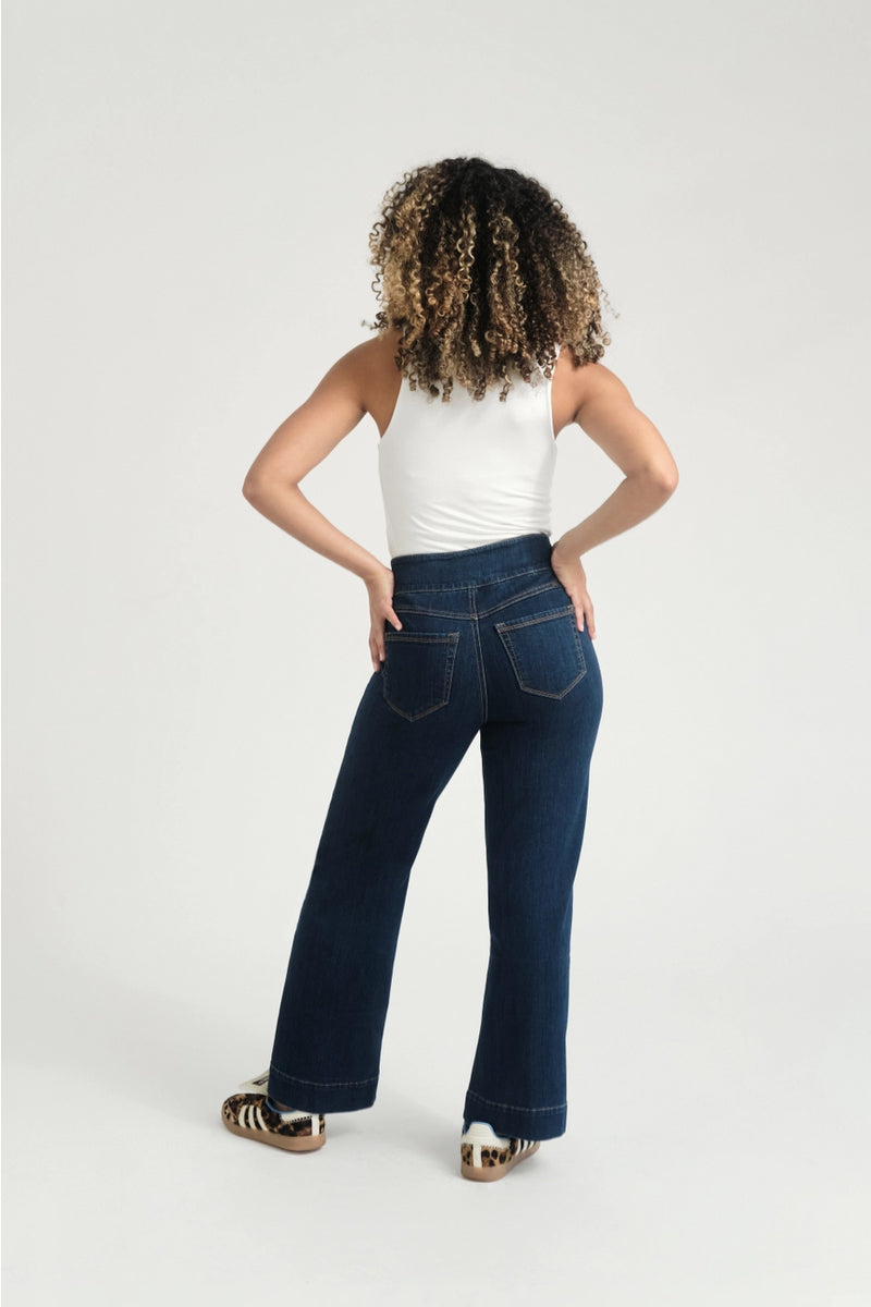 Two Button Wide Leg Petite 28" Jeans by 1822 Denim