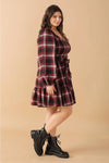 Red and Black Woven Plaid Mini Dress