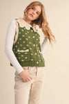 Olive Knit Collared Sweater Vest