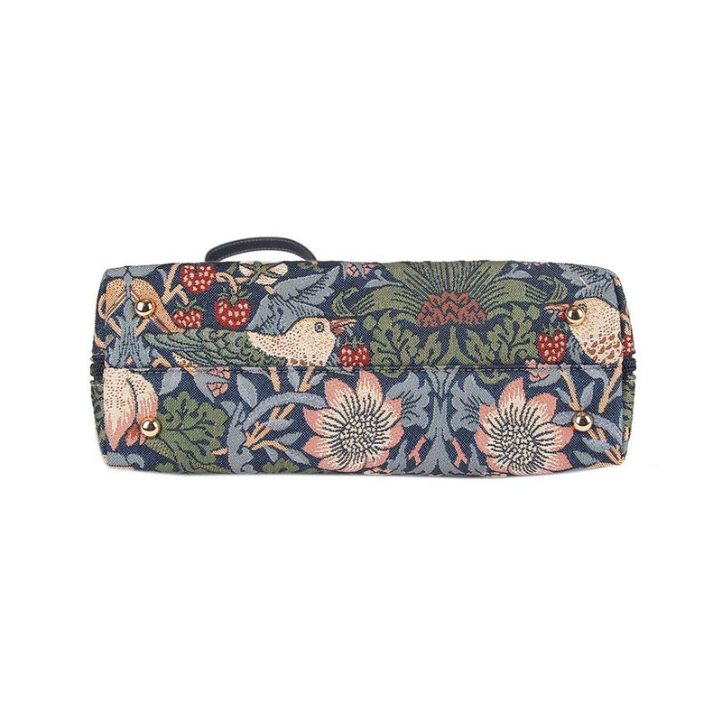 William Morris Strawberry Thief in Blue Tapestry Satchel Bag