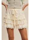Ivory Lace Tiered Shorts