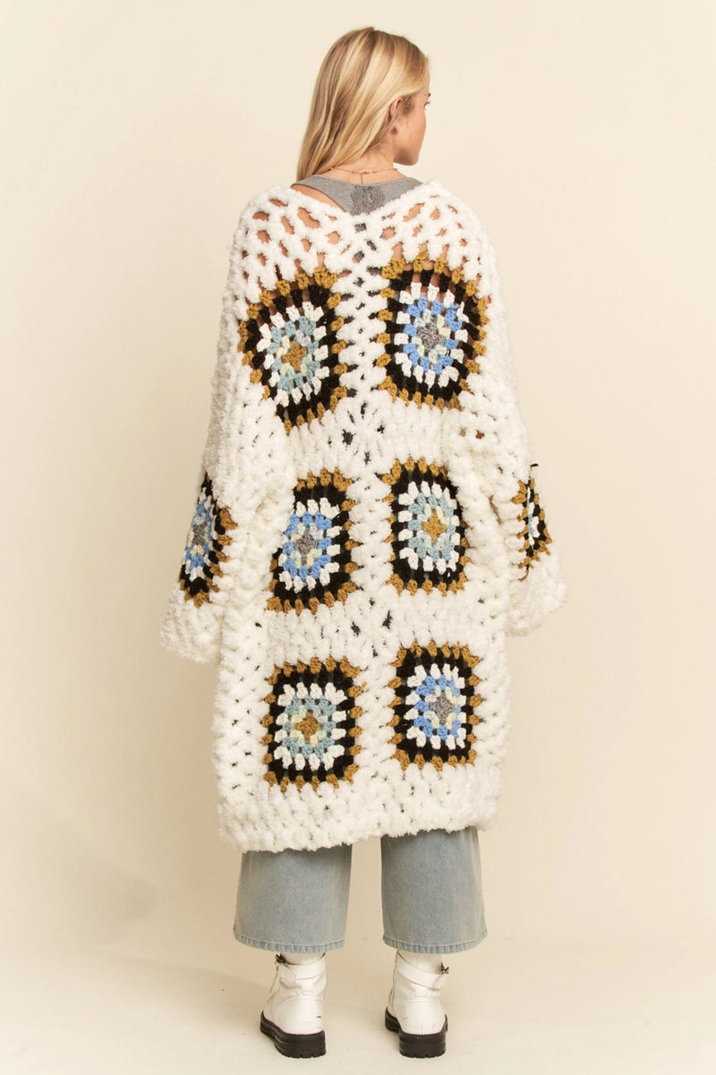 Granny Squares Long Open Cardigan