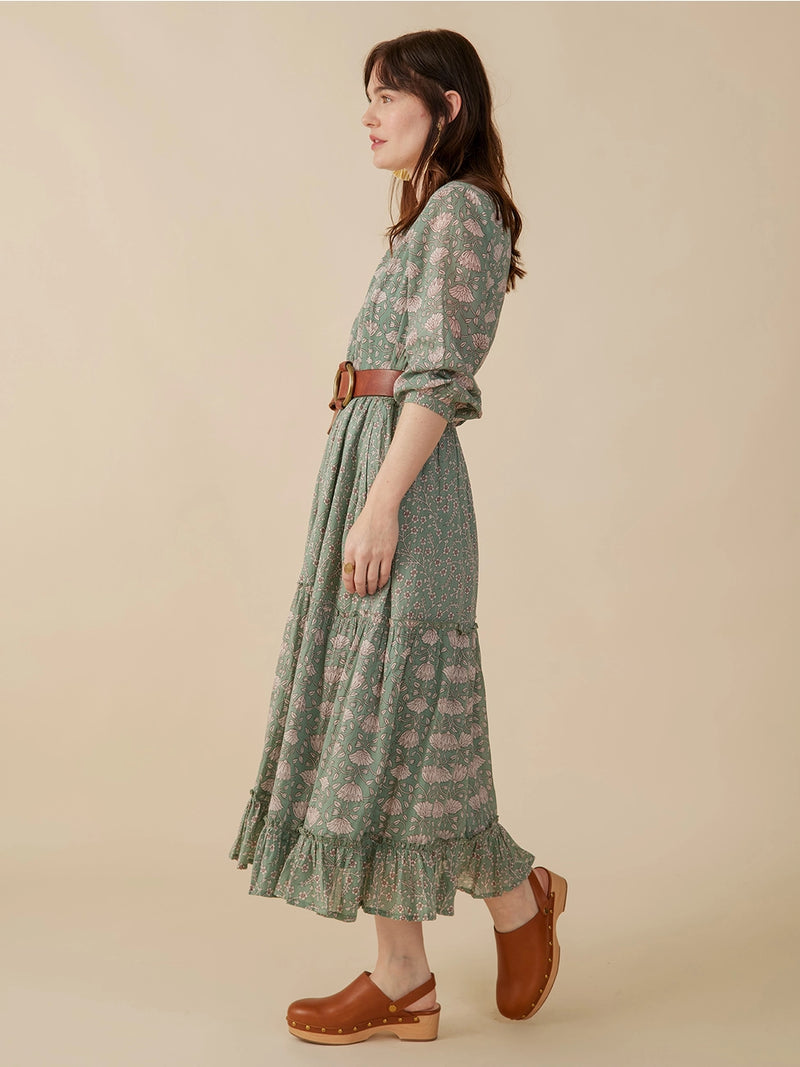 Britta Aegean Teal Floral Dress by Mata Traders