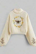 Honeybee Cropped Turtleneck Sweater in Ivory