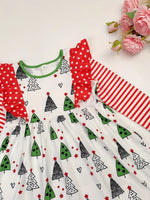 Kids Ruffle Shoulder Christmas Tree Dress