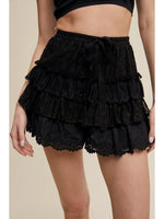 Black Lace Tiered Shorts