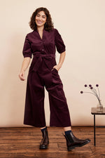 Stella Needlecord Jumpsuit in Plum by Emily and Fin