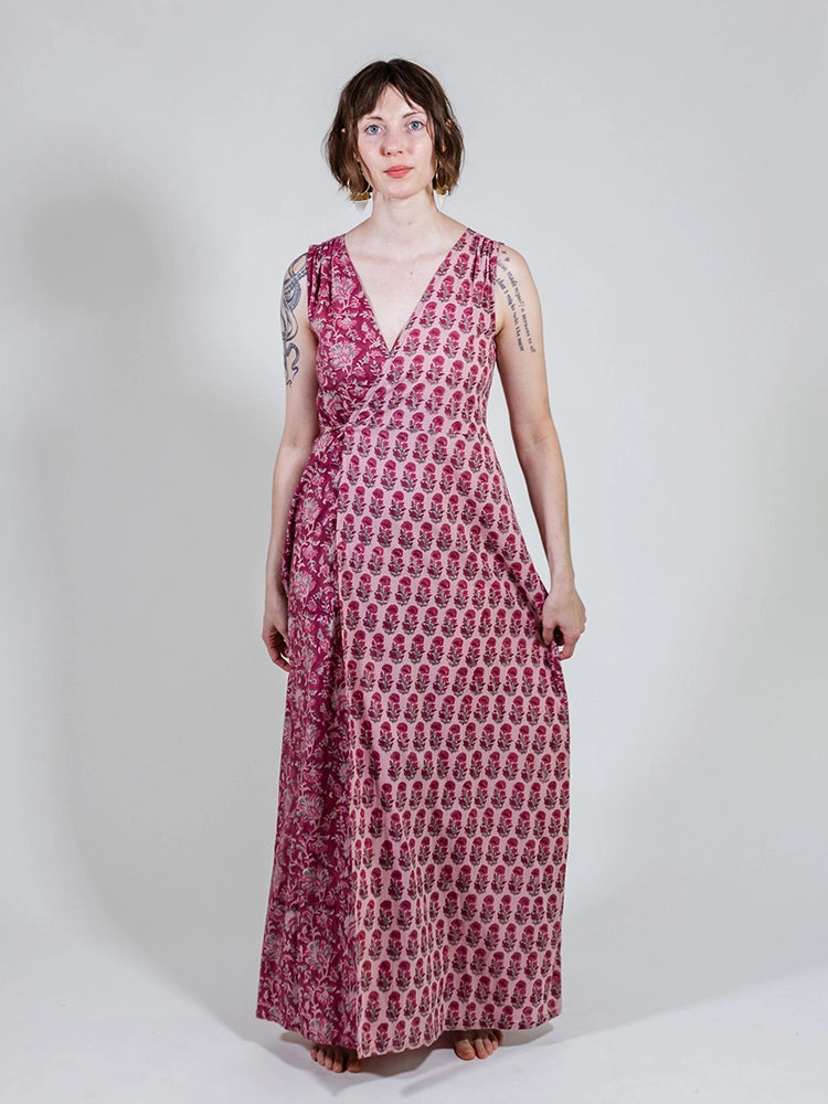 Magenta Vine Floral Bekka Maxi Wrap Dress by Mata Traders