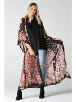 Bleached Tie Dye Printed Duster Top in Black by Angie